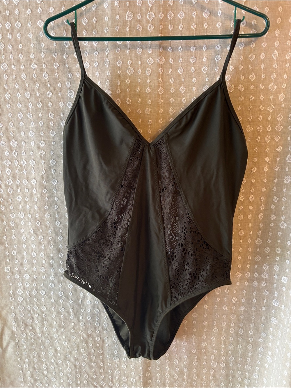 Mossimo Supply Co. Dark Olive Green One-Piece Swimsuit with Lace